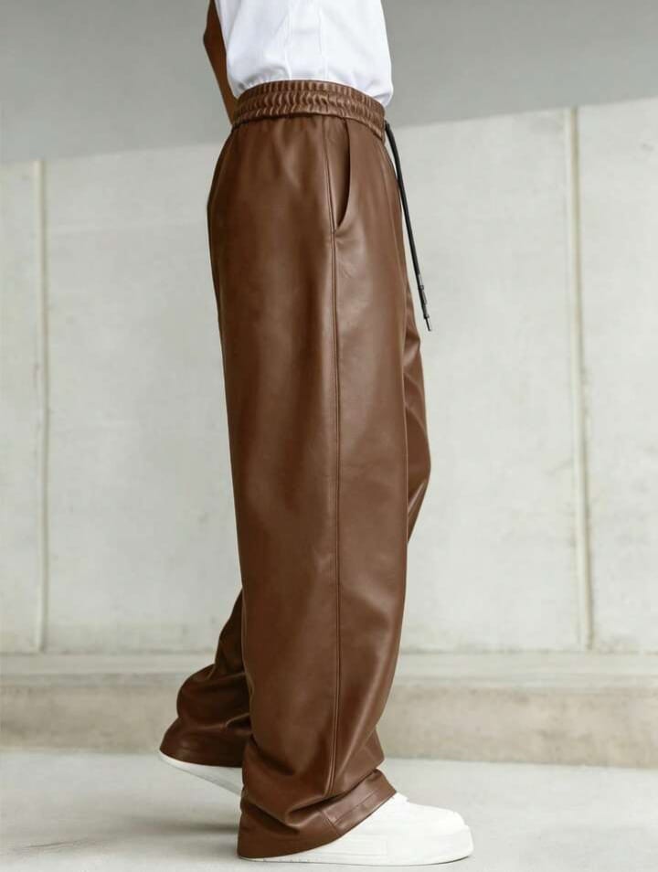 Men's PU Leather Trousers Pants, Baggy Trousers